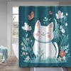 1pc Spring Exquisite Cat Digital Printed Shower Curtain, Polyester Hook, Machine Washable, Woven, Suitable for All Seasons