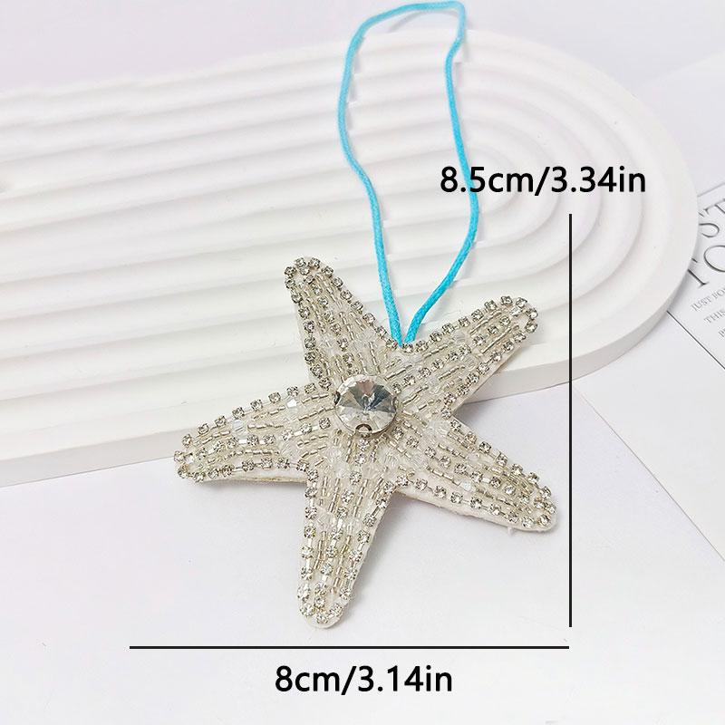 3d Handmade Rhinestone Beaded Rope Patches Starfish Whale Heart Handmade Bag Keychain Pendant Lanyard Beading Patch Bag Decor
