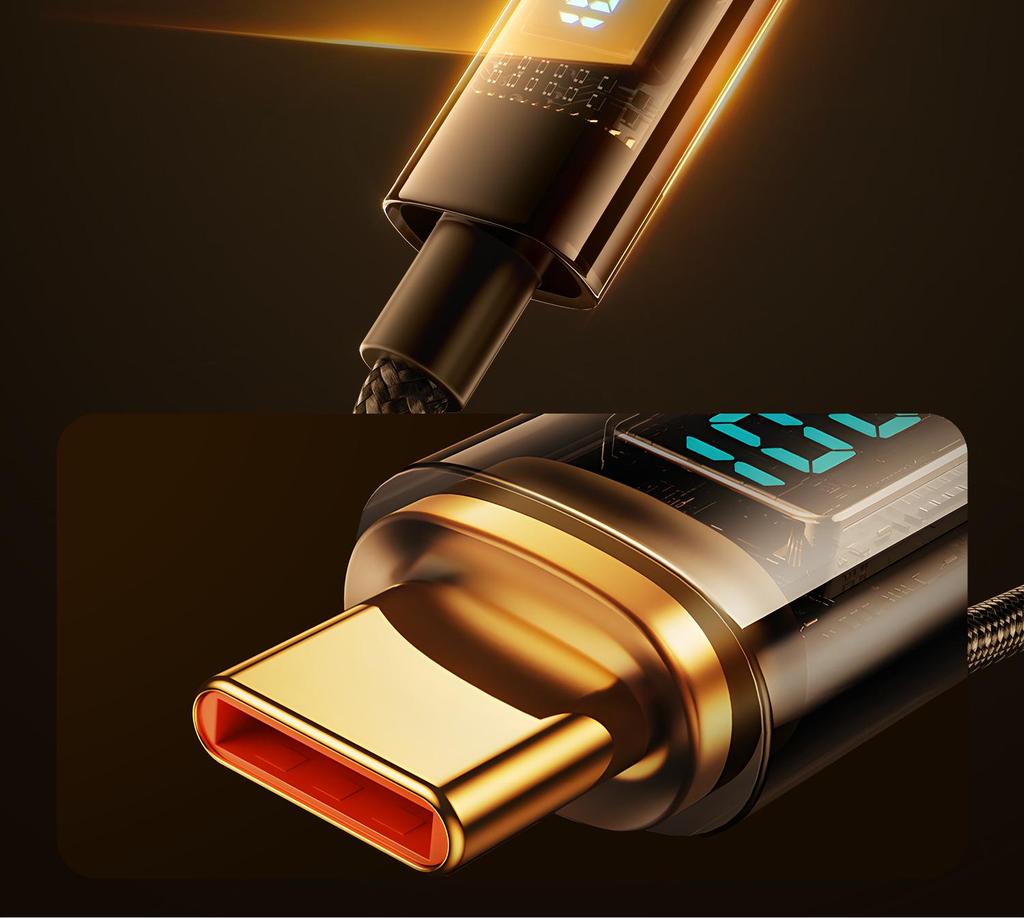 100W Transparent Digital Display Fast Charging Cable, 30W for Apple 14, 66W Type-C Universal Charger