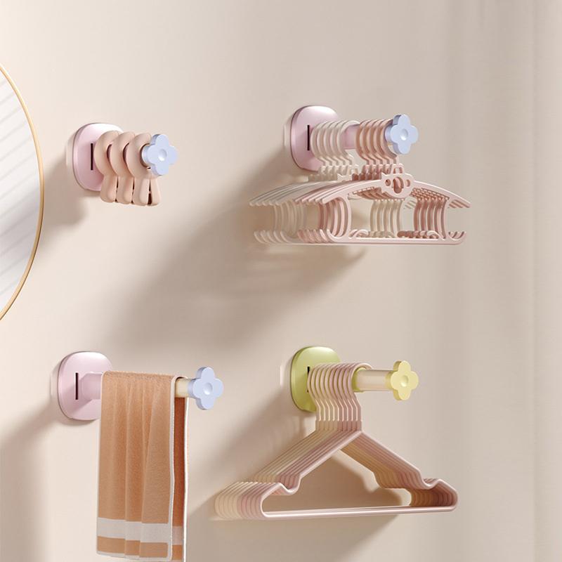 Hanger Storage Rack No-Drill Suction Cup Installation Retractable And Adjustable Length Home Use Hanger Storage Container