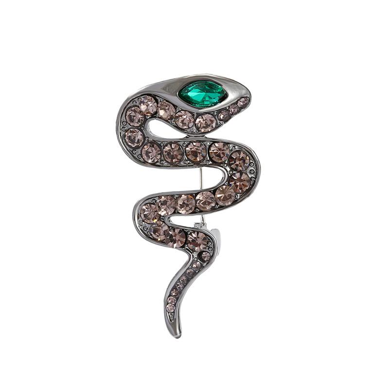 Zodiac Snake High-end Retro Animal Crystal Snake Accessories Brooch