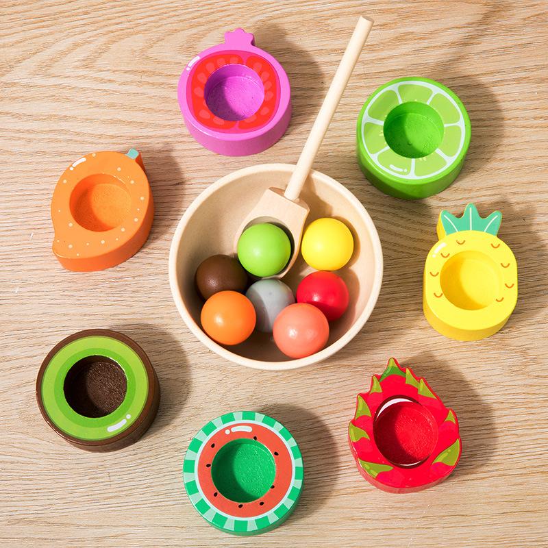 Bead game fruit color classification cognitive pairing baby fine motor training educational fun toys