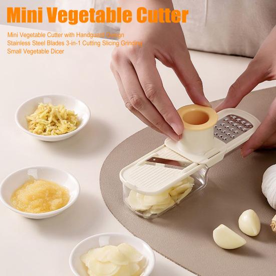Mini Vegetable Cutter with Handguard Design Stainless Steel Blades 3-in-1 Cutting Slicing Grinding Small Vegetable Dicer