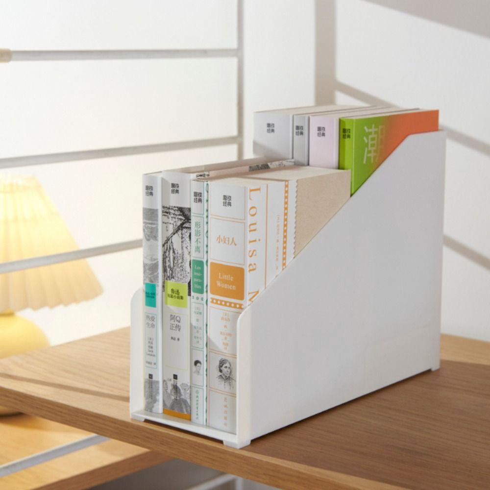Portable Plastic Bookends Solid Color Large Capacity File Storage Shelf Double Layer Book Stand Student Supplies