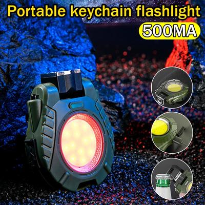 Mini lampe de travail LED 500 mA, lampe de poche portable, porte-clés, rechargeable par USB, pour camping en plein air, petit tire-bouchon