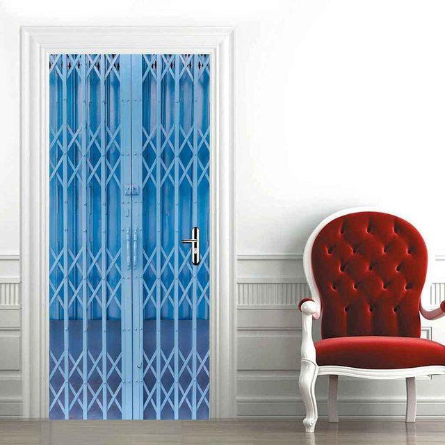 Art Wood Door 3d Modern Stickers Wallpaper Retro Style Poster Mural Decorated With Antique Red Brick Wall Door Stickers