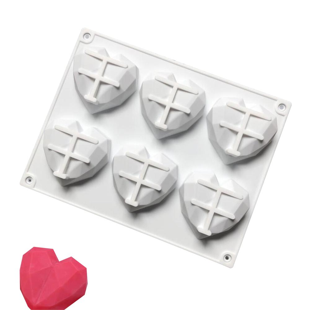 

6 отверстий в форме сердца 3D силиконовая форма для шоколада, желе, конфет, торта, выпечки, сделай сам, форма для льда, помадки, кекса, инструмент