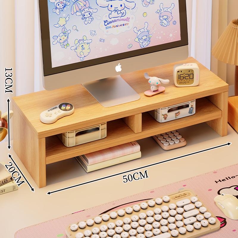 White Computer Monitor Stand with Drawer - Desk Riser for Girls