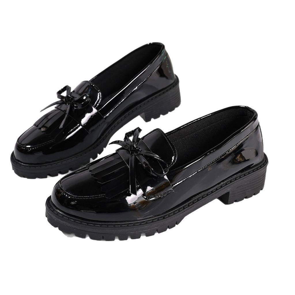 Large Size Loafers Women's Spring and Summer 2025 New Patent Leather Bow Mary Jane Shoes Casual Shoes Women 43