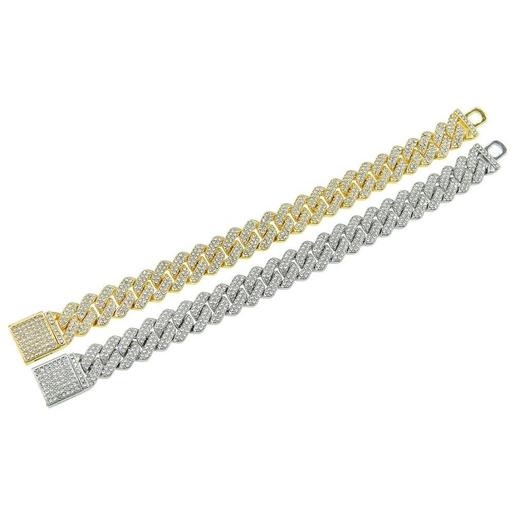Hip Hop Alloy Cuban Link CZ Bracelet Unisex Fashion Personality Rap Streetwear Accessories Gold Plated Silver Anniversary Party
