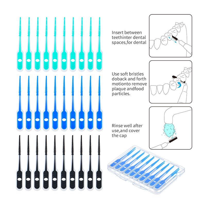 20 Stück Zahnseide Hygiene Dental Silikon Interdentalbürste Zahnstocher Dental Schönheit Gesundheit Zähne Reinigung Dentalbedarf