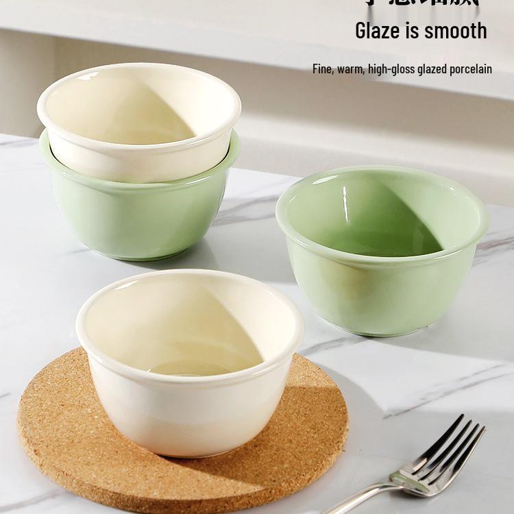 2025 Elegant Ceramic Rice Bowl: High-Value Cream Style Tableware for Home Use