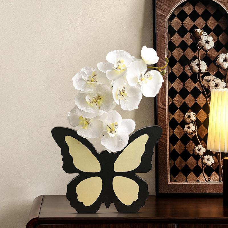 

1PC Wooden Vase Unique Flower Arrangement Desktop Ornaments Butterfly Shaped Design Living Room Crafts Decorative Home Decorations