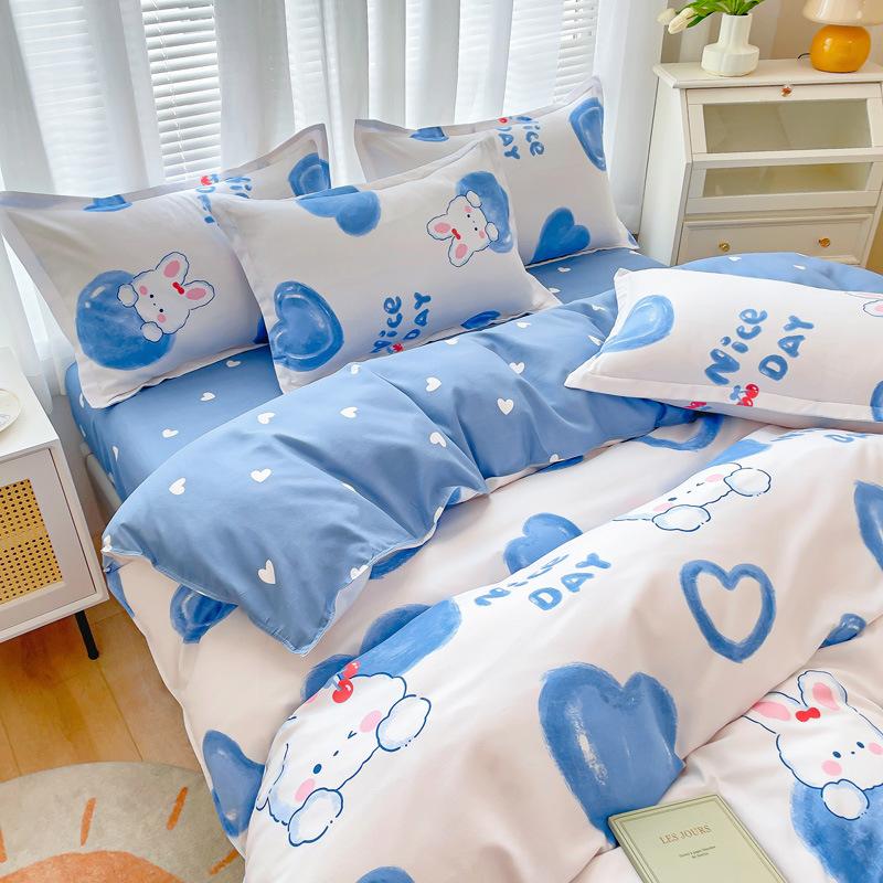 

Зимний комплект простыней из четырех предметов, небольшой свежий чистый хлопок с начесом, простыня, пододеяльник, общежитие, мультяшный подарок, оптовая продажа 1.5m Fitted sheet