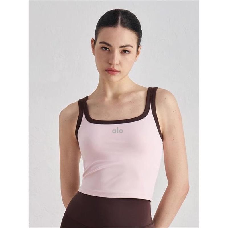 Chaleco de Yoga Deportivo Retro Americano con Cuello en U - Top de Fitness para Mujer