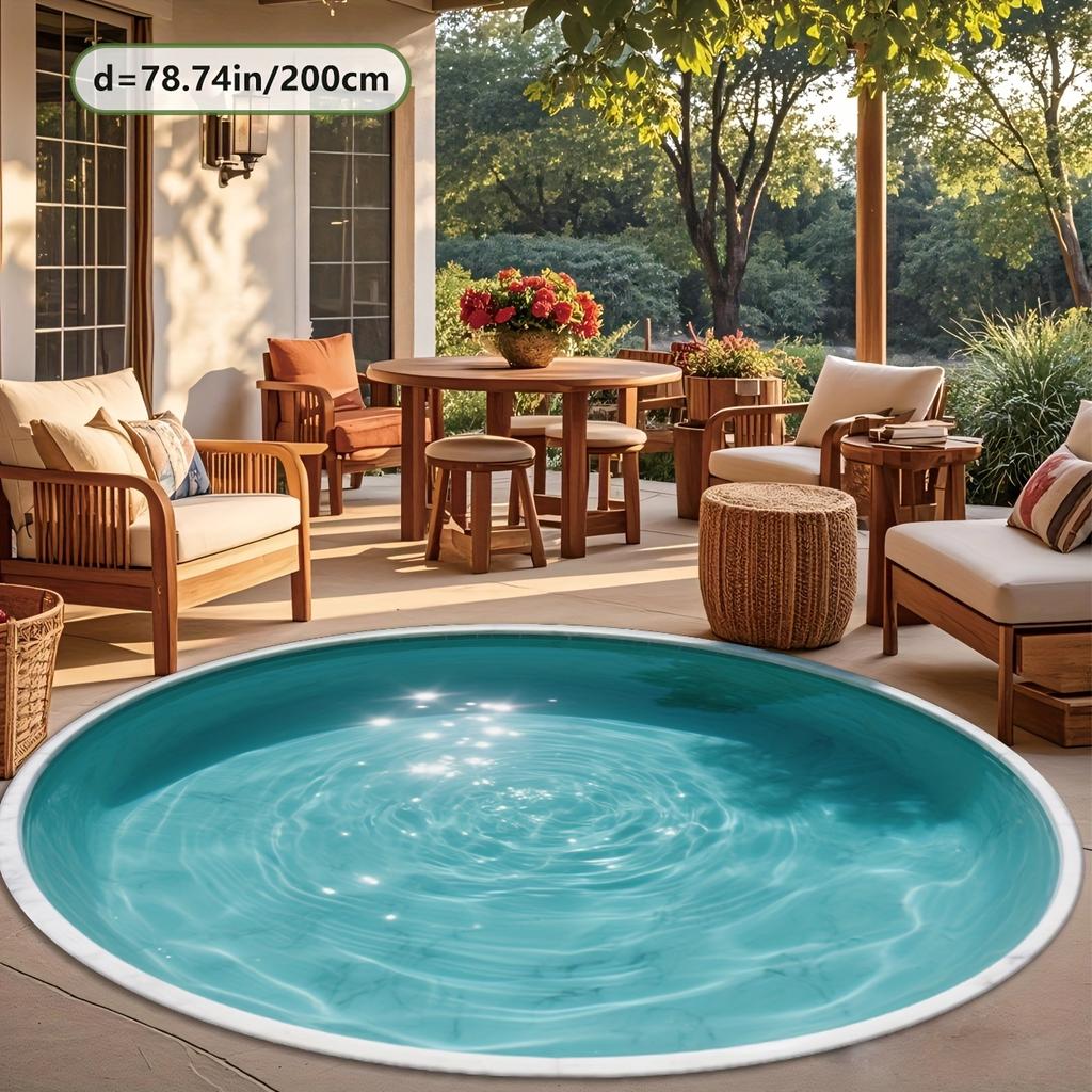 Tappeto Rotondo Morbido da Piscina, Tappeto da Esterno Leggero e Accogliente per Giardino e Patio, Piccolo Tappeto Decorativo Antiscivolo