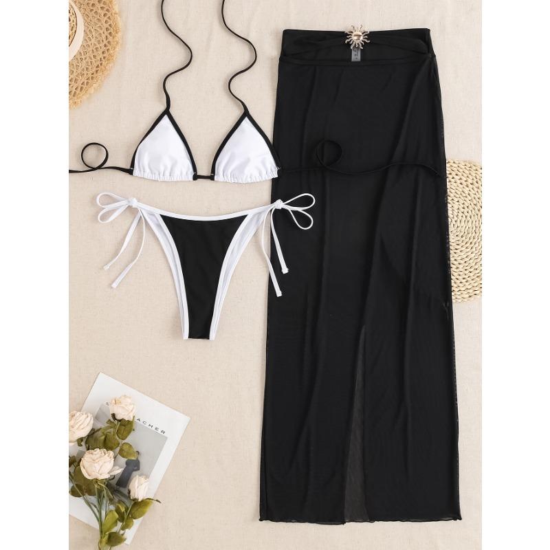 New women's three-piece swimsuit lily print bikini premium sexy dress