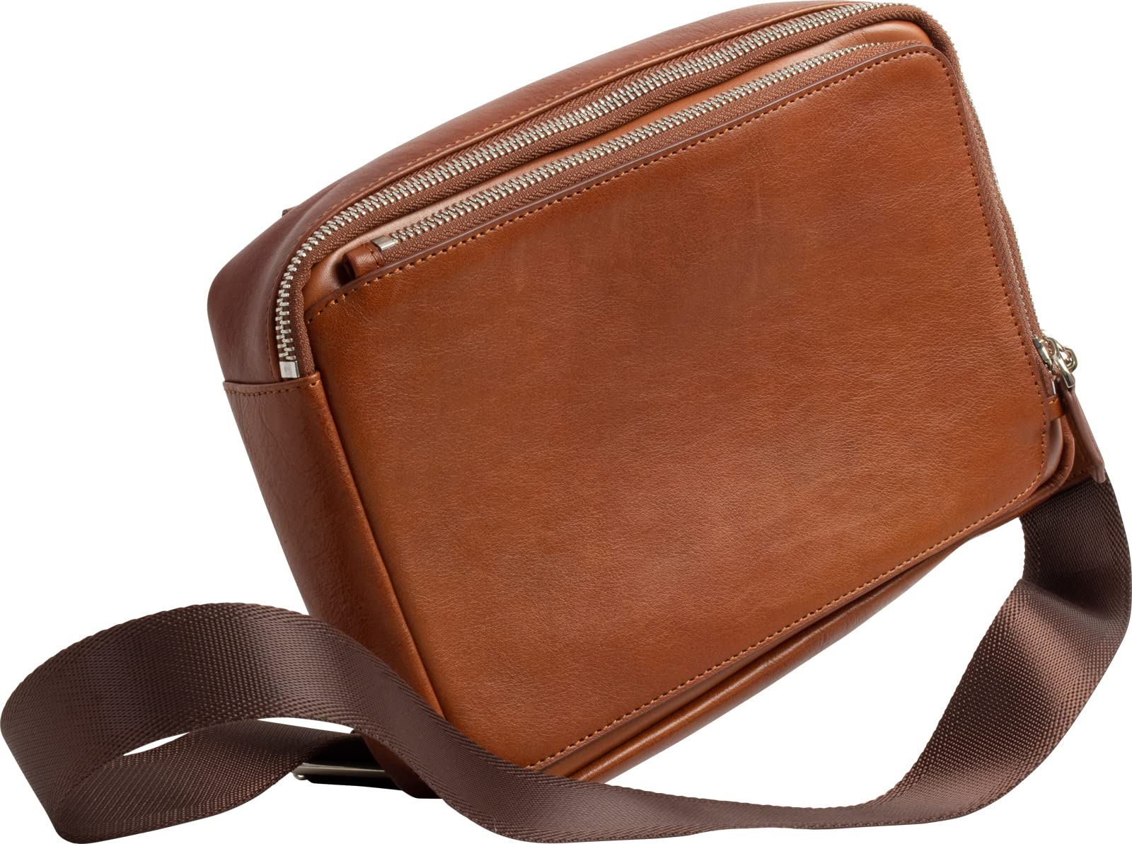 

2WAY Body Bag Genuine Leather Crossbody Italian Leather Shoulder Bag Large Capacity Compact Accessory Bag Casual Bag Dark Brown [DomTeporna] Men s
