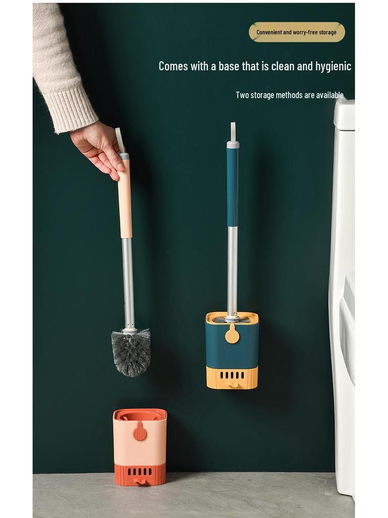 Wall-Mounted Long-Handled Toilet Brush with Drain Pan for Effective Cleaning