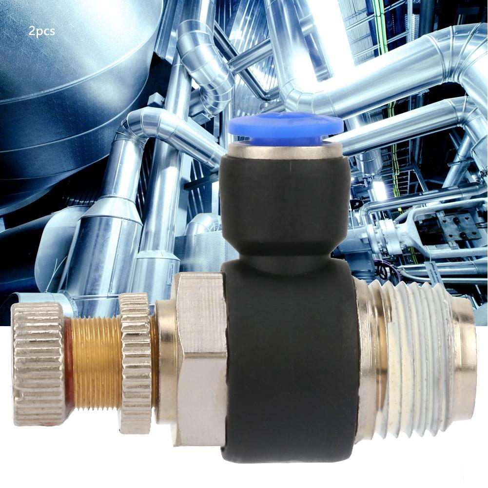 2pcs Tube Air Flow Speed Controller Pipe Pneumatic Fitting Regulator Valve SL6 01