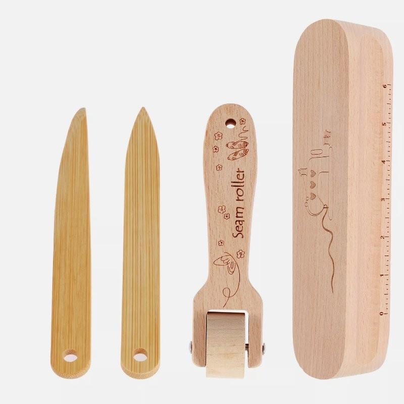 4pcs Tailors Clapper Set Beech Wood Seam Presser Tool Wooden Pressing Sewing