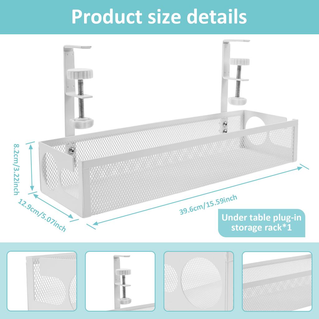 Under Desk Cable Tray No Drill Steel Under Desk Cable Management Tray Multipurpose Desktop Tidy Storage Rack for Office and Home