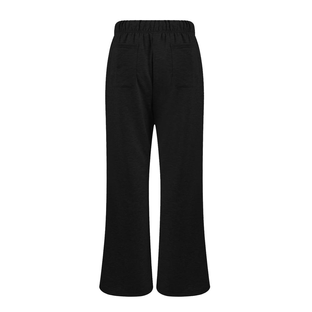 Damskie modne luźne spodnie cargo ze sznurkiem w pasie i jednolitym kolorze, rozkloszowane