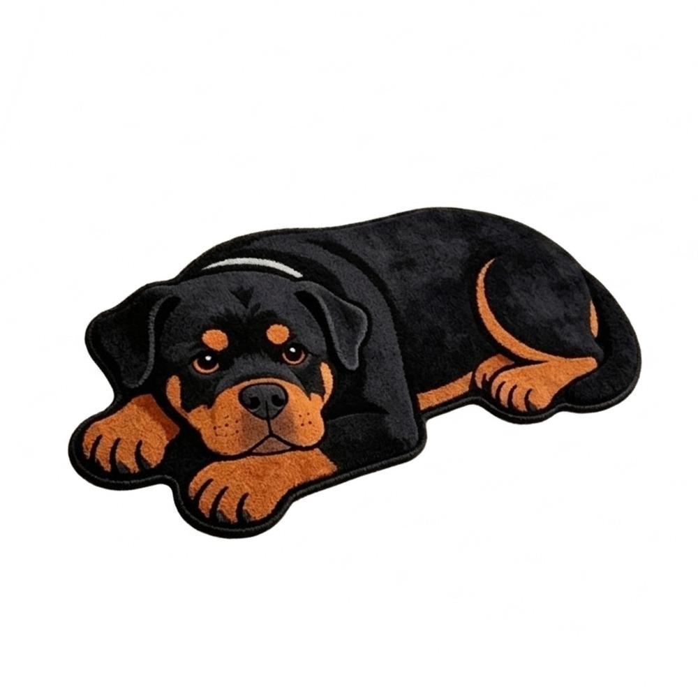 Soft Cartoon Animal Carpet Water Absorption Bedroom Bedside Mat Fun Dog-Shaped Rug Home Decoration
