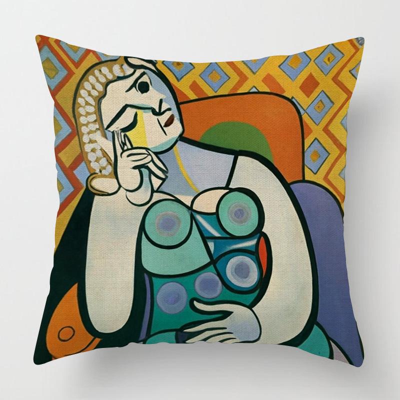 Modern figure illustration cushion cover living room cafe sofa pillow cover 40x 40cm Nordic style bedroom decoration aesthetics 350mmx350mm 1540₽