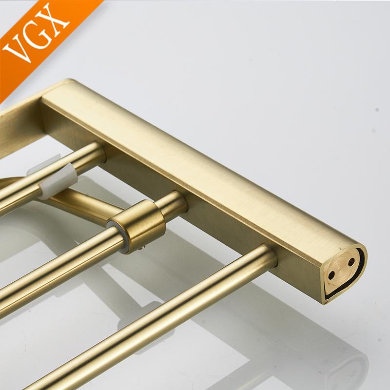 VGX Gold Badezimmer Handtuchhalter Edelstahl Handtuchständer Klappbar Beweglich Badehandtuchstange Badezimmer Hardware Zubehör Grau