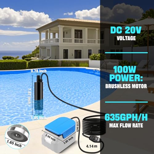 Cordless Submersible Water/Oil Pump Adapter Compatible with Makita 18V Batteries, 120W 12V Water Transfer Pump, Oil Suction Pump, Oil Gun, Portable El