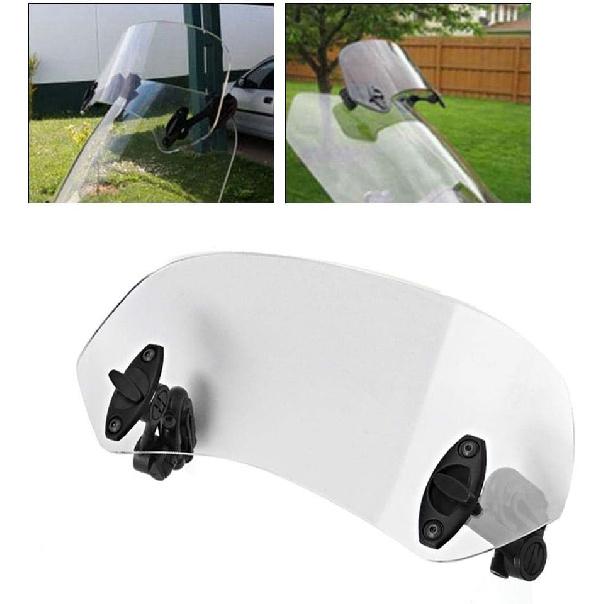 Motorcycle Windscreen Deflector, Adjustable Clip-On Transparent ABS Windshield Spoiler with Tool-Free Installation for Reduced Wind Noise & Enhanced