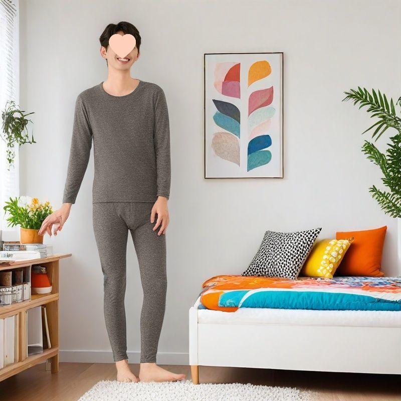 

Wool Silk Junior High Autumn Velvet Set: Warm Underwear and Pants for Boys 3XL fits 130-145 jin