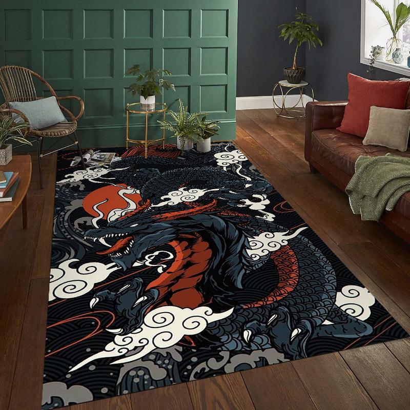 Japanische Kultur Chinesischer Drache Heimdeko Teppiche für Schlafzimmer Quadratische Matten Hotelteppich Wohnzimmer Kinderspielmatten Geburtstagsgeschenke