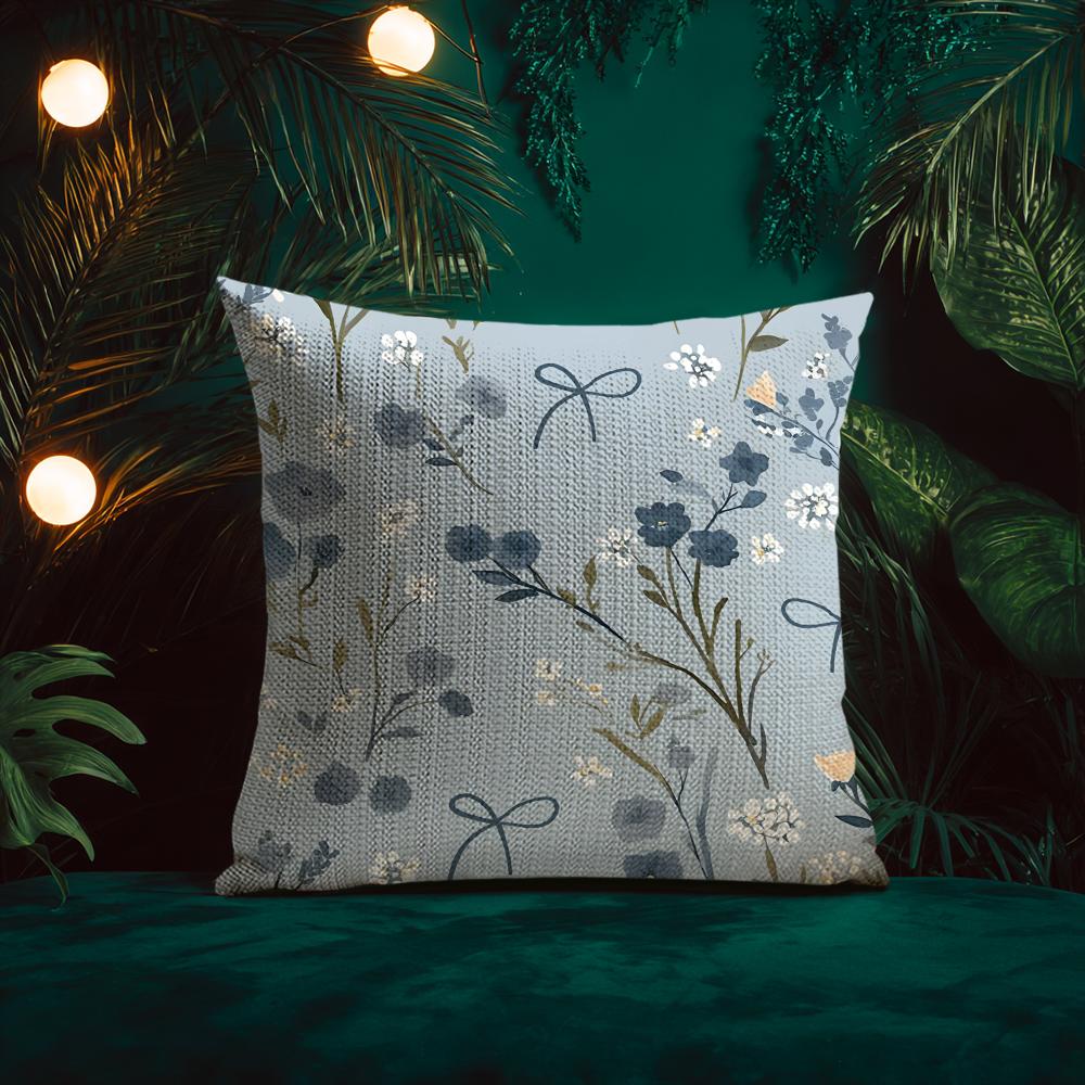 Retro Floral Classical Elegant Style Cushion Cover Silky Elegant Comfort Sofa Bed Invisible Zipper Beach Pillowcase