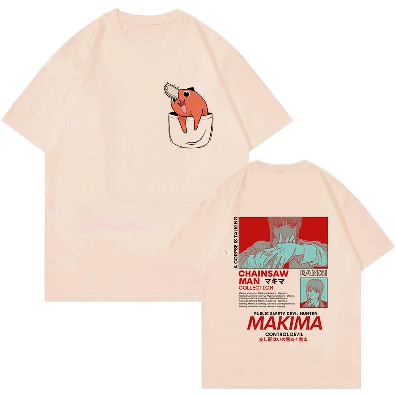Unisex Mange Y2k Kleidung Japanischer Anime Chainsaw Man T-Shirt 90er Lustiges Pochita T-Shirt Makima Harajuku Grafik-T-Shirts Tops T-Shirt