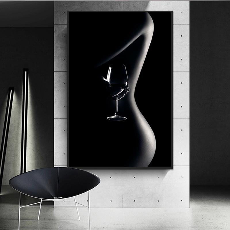 Modern Nude Art Poster Sexy Suit Women Canvas Painting Black and White Body Art Wall Pictures for Living Room Home Decor Mural