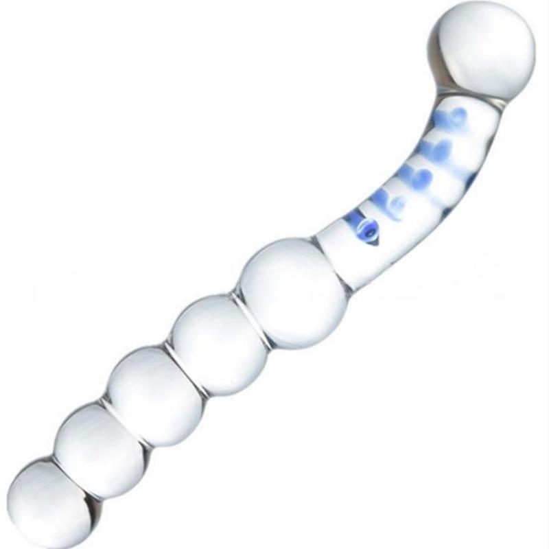 New SM Transparent Glass Bead Anal Plug, Male Prostate Massager, Clitoral Stimulation Vibrator for Women,18+Adult Sex Toys