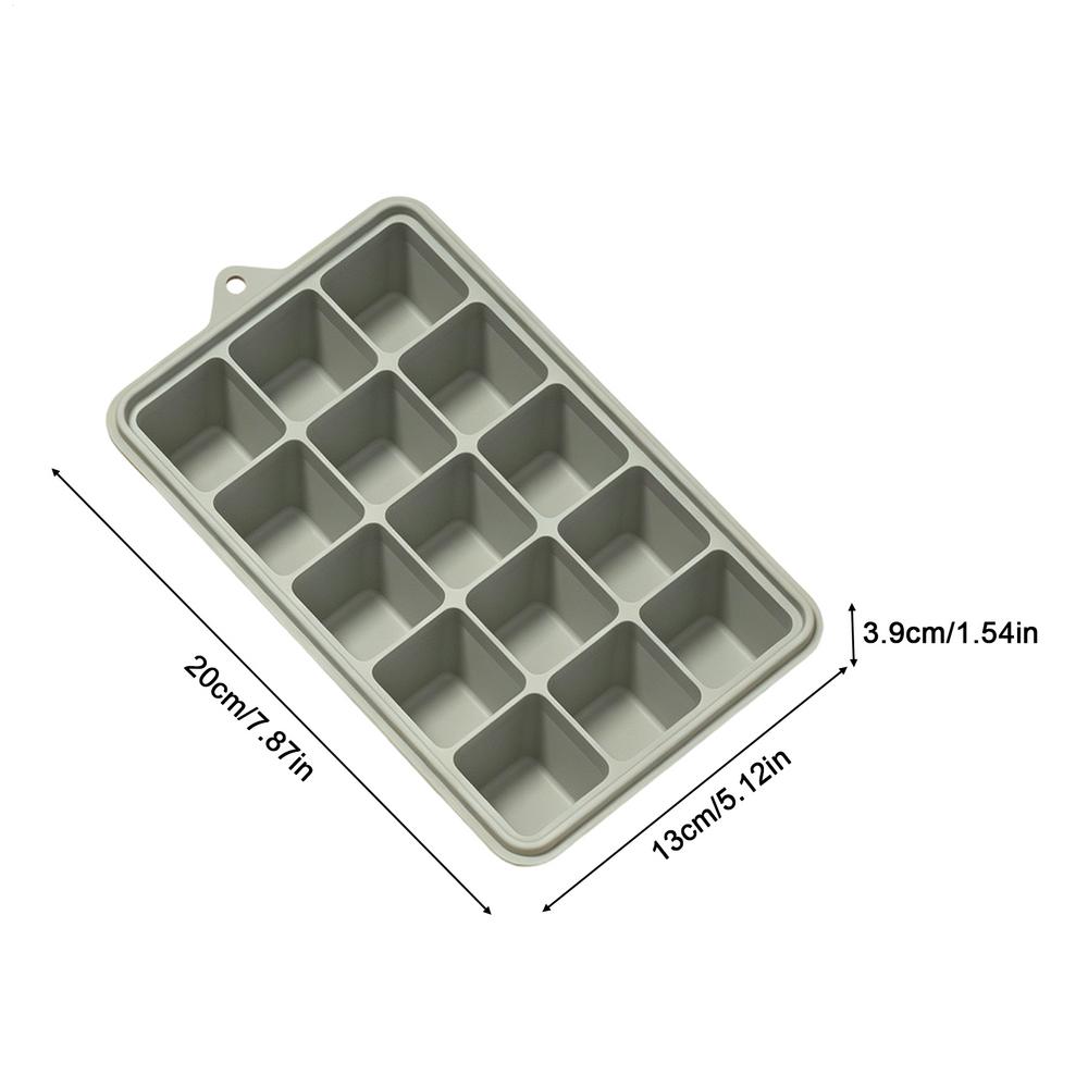 Square Silicone Ice Cubes Tray Mold 15-Grid With Lid Easy Release Food Grade Freezer Ice Molds Frozens Whiskey Ice Cubes Tray