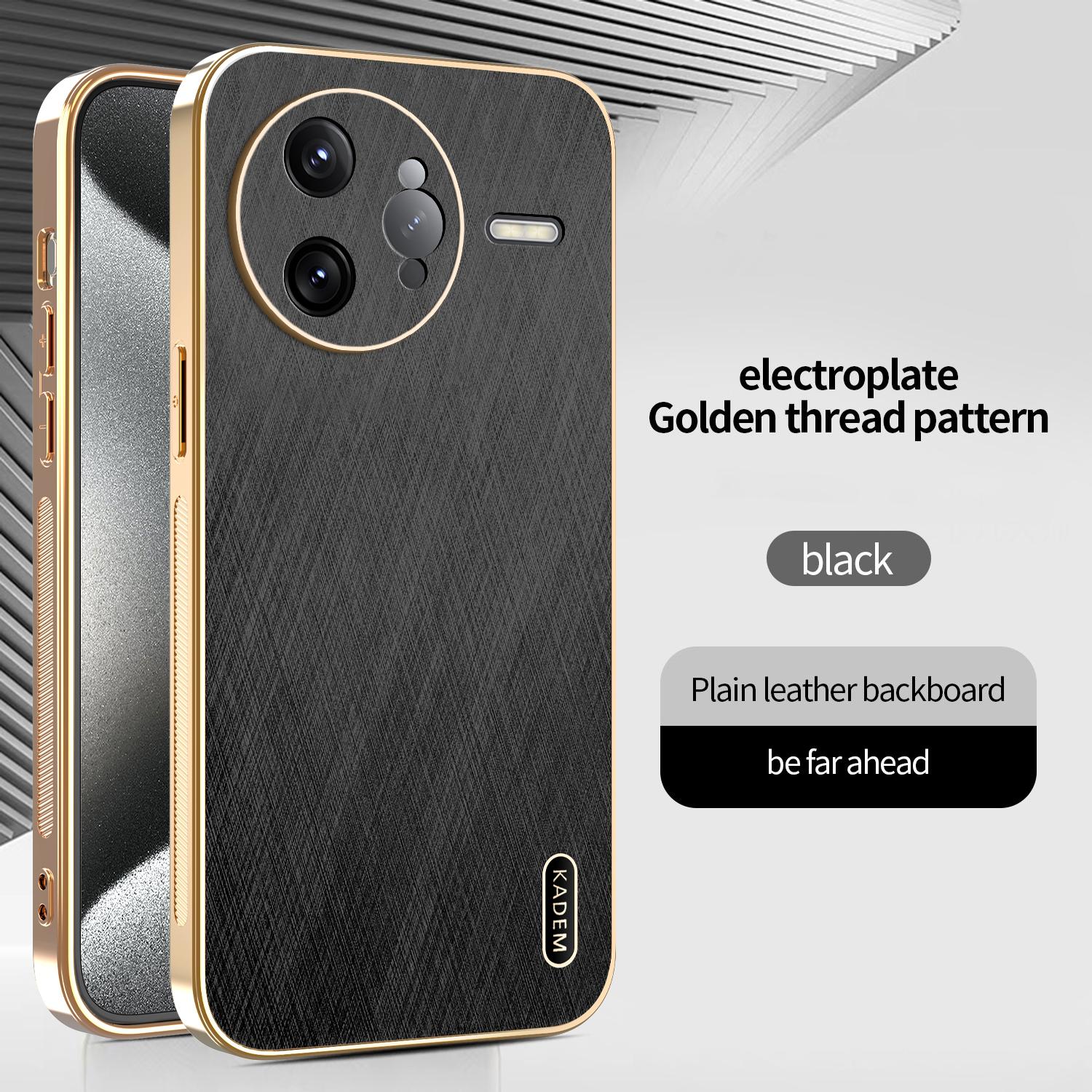 

For Xiaomi Poco F7 Pro Ultra Phone Case Luxury Brushed Leather Electroplated Bumper Soft TPU Cover Poco F7 Ultra чёрный