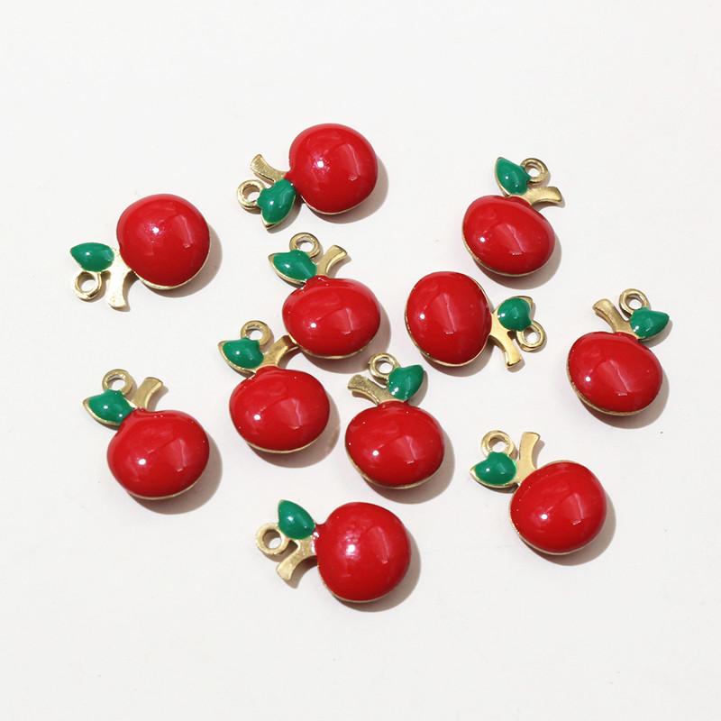 

20pcs 11x8mm Stainless Steel Enamel Fruit Cherry Apple Charms Pendant for Earrings Necklace Bracelet DIY Jewelry Accessories