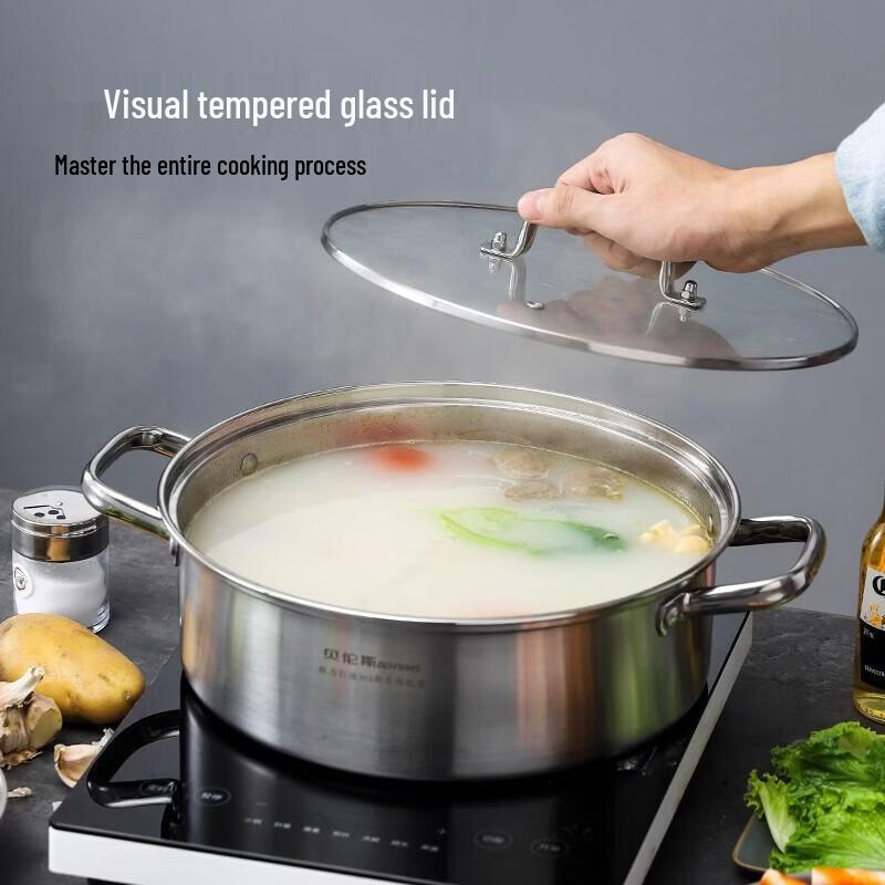 Beirens 28cm Food-Grade 304 Stainless Steel Hot Pot with Lid