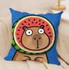 Cute Kapibala Cushion Cover Soft Plush Fabric DoubleSided Printed Cushion Covers for All Seasons Modern HomeDecor Gift