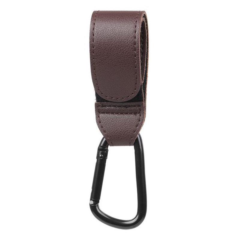 PU Leather Baby Stroller Hook with Velcro Carabiner and Child Seat Handle