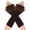 Teenagers Winter Half Finger Mitten Plush Cuffs Keep Warm Lengthen Wrist Gloves