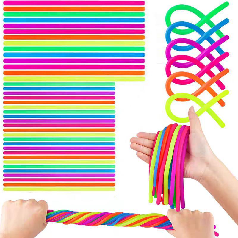 Toys 10PCS Small Fidget Stretchy Noodles 18CM Sensory Stress Relief ADHD Autism Anxiety Therapy Birthday Party Favors Gifts Kids