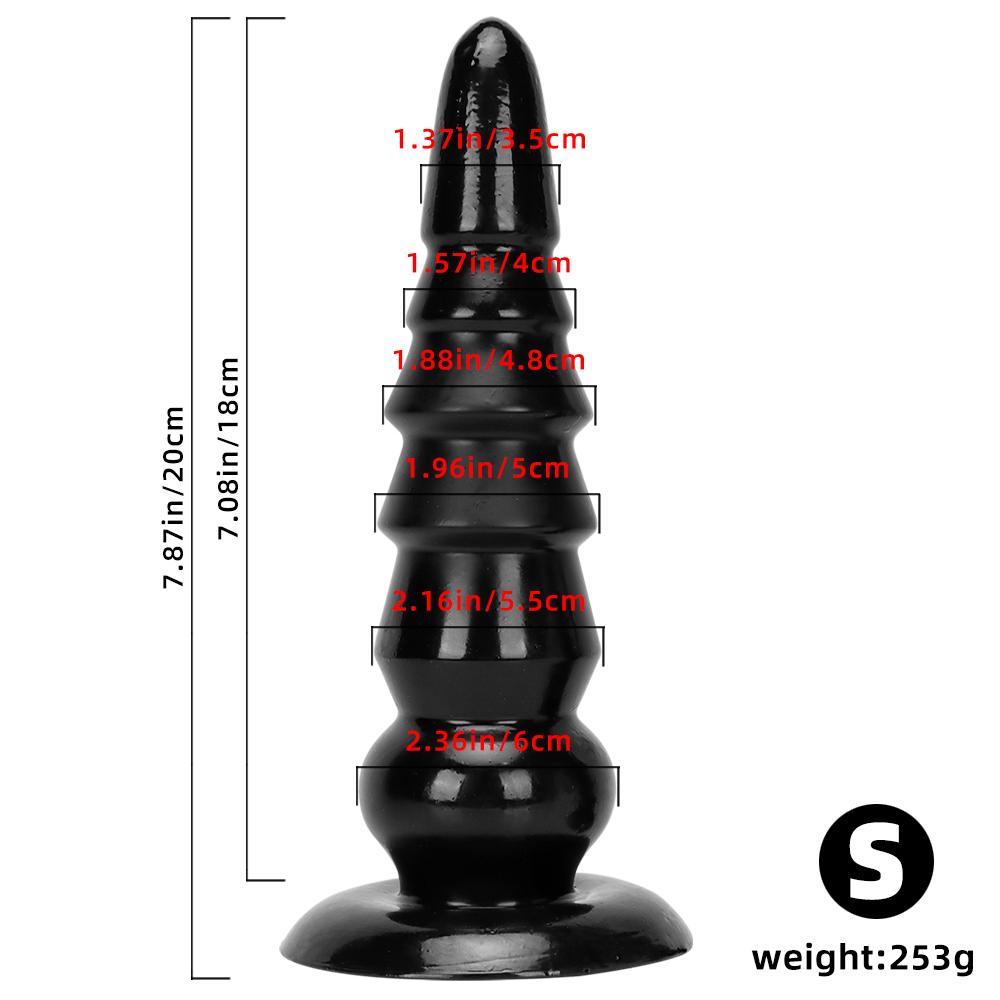 Oversized PVC Black Anal Plug with Suction Cup Sex Toys Fisting  Anal Dilator Big Dildo Slave BDSM