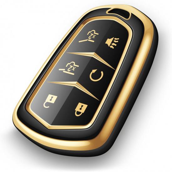 for Cadillac Key Fob Cover 5 Buttons Car Key Case fits Cadi ATS CT6 CTS ELR SRX XTS XT4 XT5 XT6 2025 2024