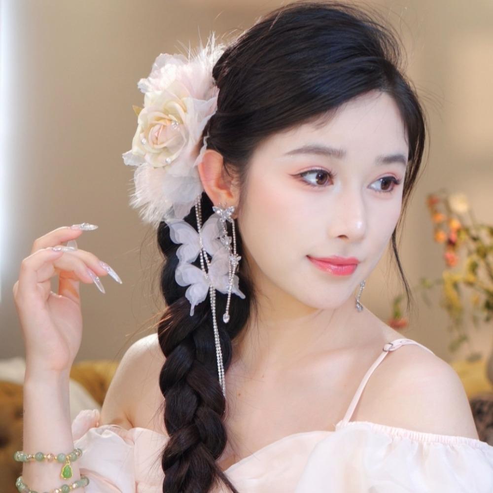 

Flower Hair Clip Large Grasping Clip New Chinese style Hanfu Shark Clip for Girls Women рожевий