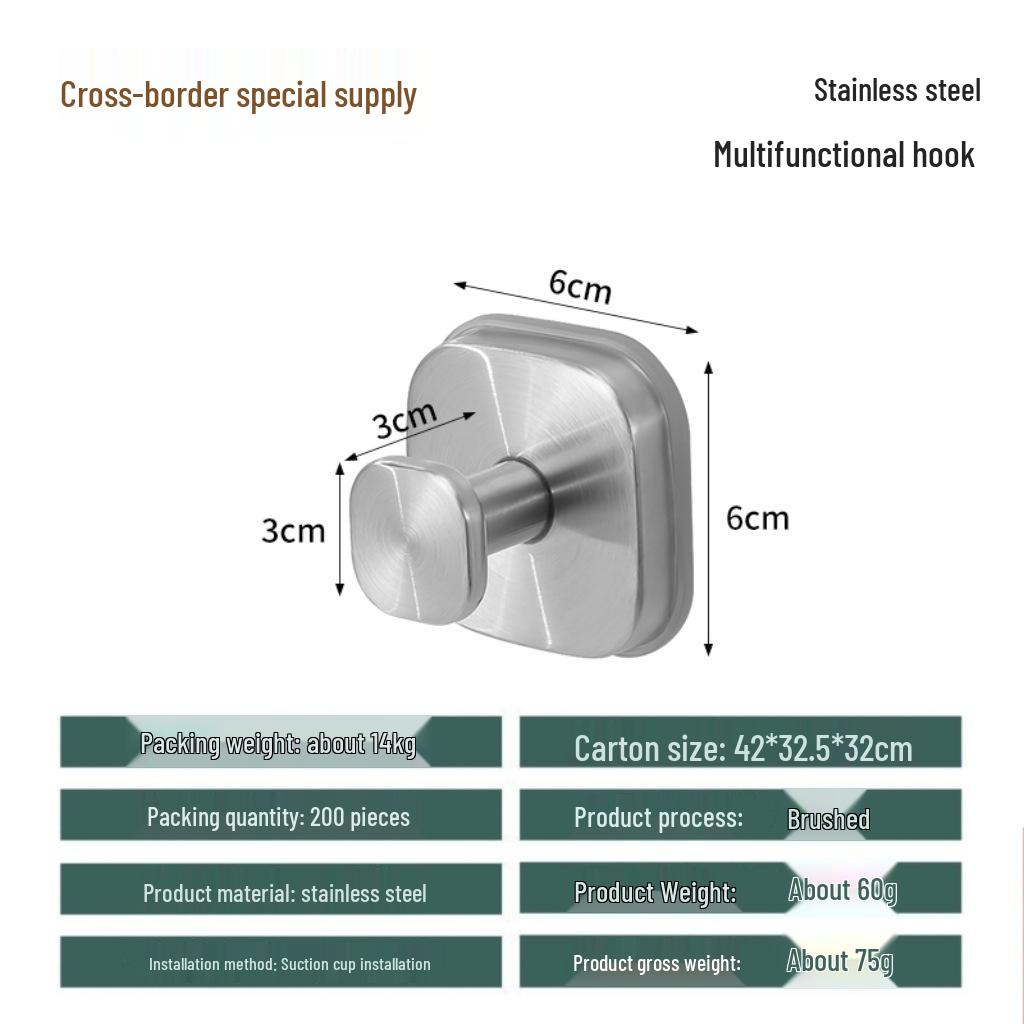Stainless Steel No-Drill Suction Cup Hook - Strong Load-Bearing for Bathroom and Toilet